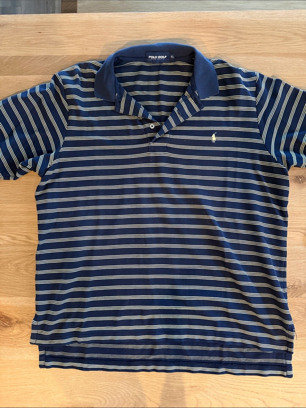 Ralph Lauren Navy Polo with Yellow Stripes